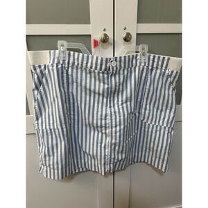 Lee Women's Mid Rise Skort Prep Blue White Stripe 22 Medium Button Stretch Comfy